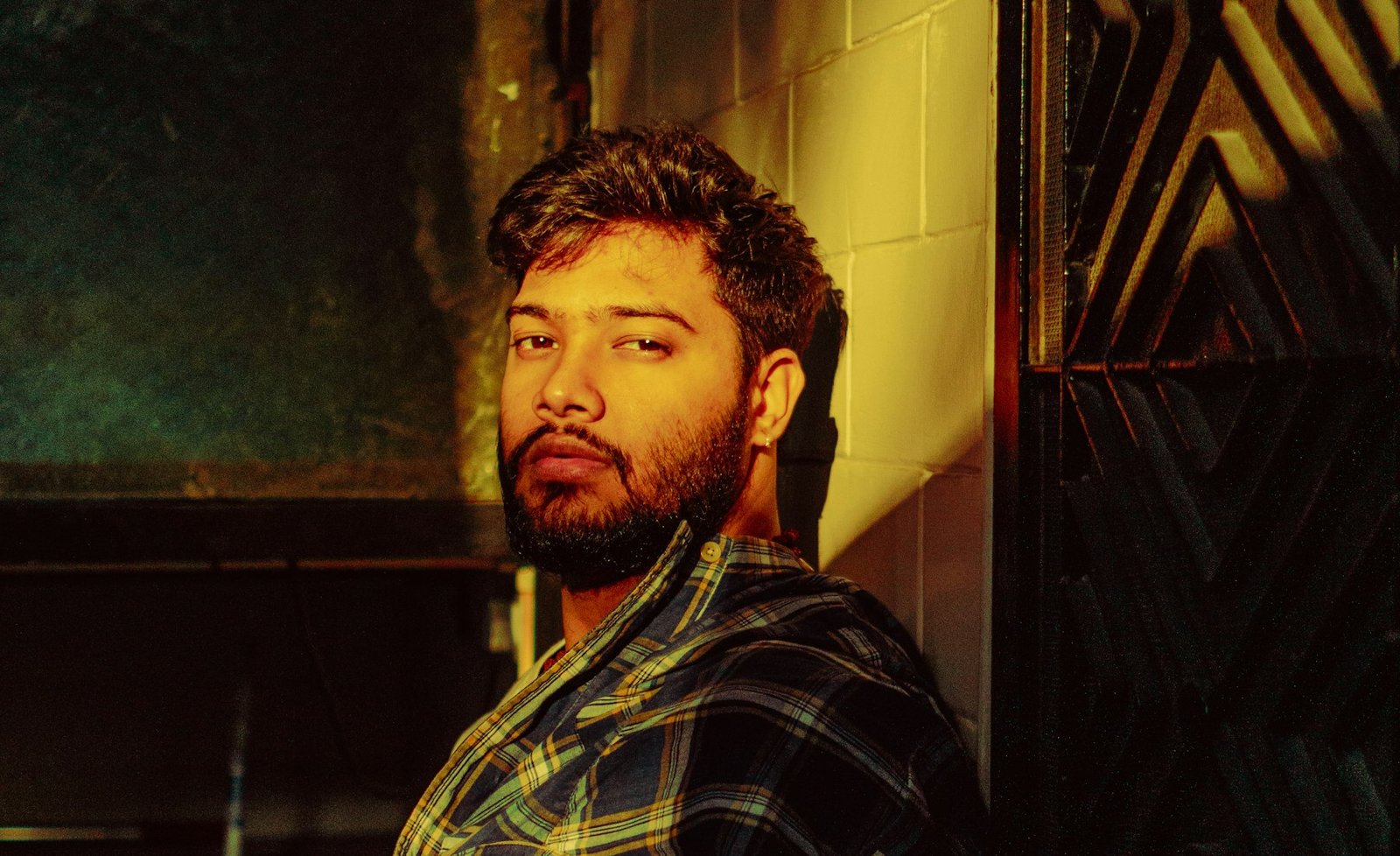 Bearded Indian model in warm dramatic light